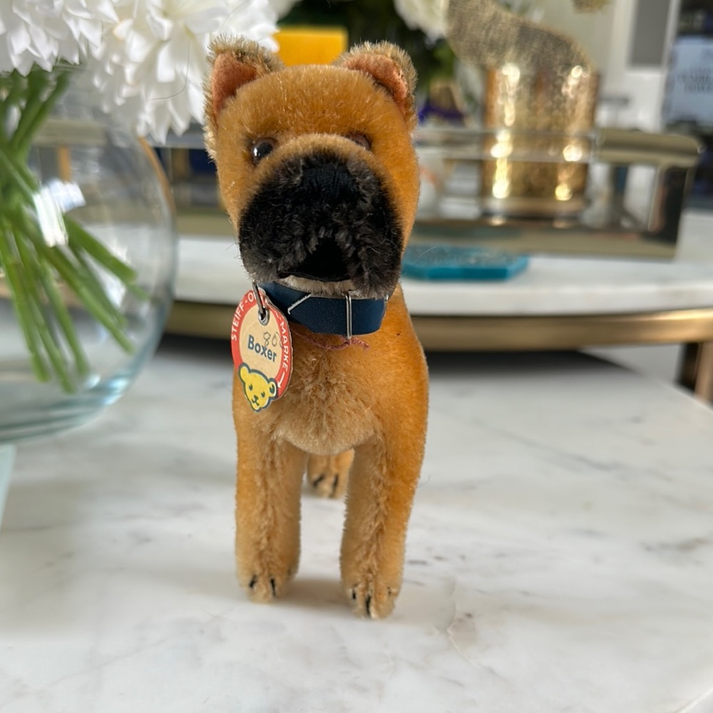 Steiff “Boxer”Adorable Brown Plush Boxer Dog